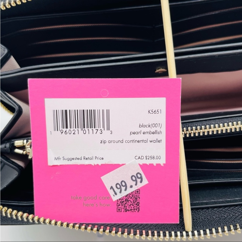 Kate Spade Continental Wallet Black with Pearl Embellish - Picture 5 of 5